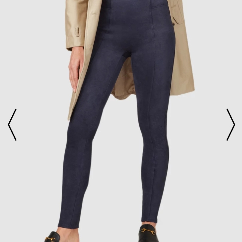 NEW SPANX Suede Midnight Blue Leggings
